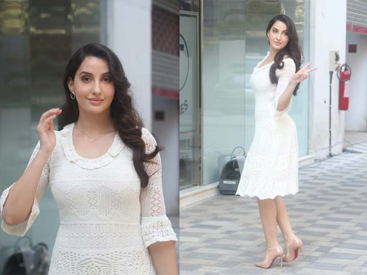 Nora Fatehi stuns at the airport in a pistachio green set with white heels  and a matching white Birkin bag : Bollywood News - Bollywood Hungama