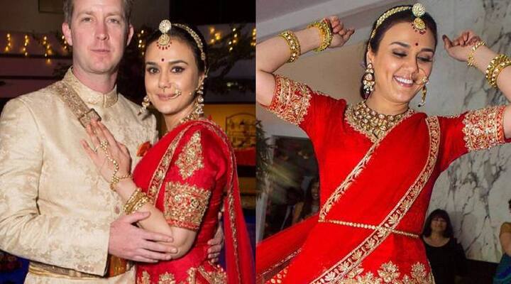 बॉलीवुड की डिंपल गर्ल प्रीति जिंटा ने फरवरी 2015 में अपने लॉन्ग टाइम ब्वॉयफ्रेंड जीन गुडएनफ के साथ सात फेरे लिए थे. शादी में प्रीति ने राजपुताना स्टाइल का रेड लहंगा पहना था जिसे मनीष मल्होत्रा ने डिज़ाइन किया था.