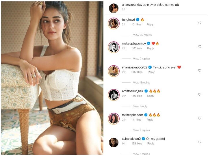 Suhana khan and Shanaya kapoor praised Ananya Pandeys photos