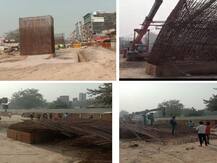 नोएडा में बड़ा हादसा टला, एलीवेटेड रोड निर्माण के दौरान पिलर का जाल भरभराकर गिरा