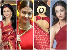 Aishwarya Rai Bachchan Photos: सुर्ख साड़ी और सिंदूर भरकर नई नवेली दुल्हन लगती हैं ऐश्वर्या राय बच्चन, मच जाता है हंगामा
