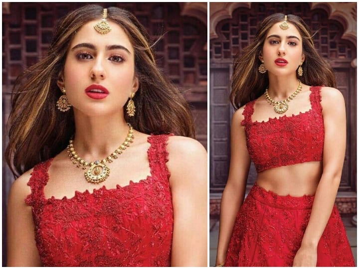 नमस्ते गर्ल सारा इस रेड कलर के लहंगे में काफी गॉर्जियस लग रही हैं. वे इतनी खूबसूरत लग रही हैं कि उनसे शायद ही कोई नजर हटा पाए.