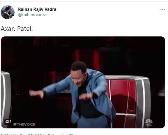 अक्षर पटेल की परफॉरमेंस पर कांग्रेस महासचिव प्रियंका गांधी वाड्रा के बेटे, रायन राजीव वाड्रा भी ट्वीट कर बधाई दी. 