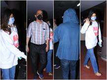 भाई Showik Chakraborty और पापा के साथ एयरपोर्ट पर नज़र आईं Rhea Chakraborty, देखें तस्वीरें