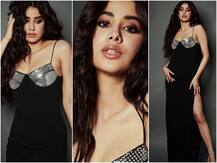 Slaying in black: ब्लैक thigh-slit ड्रेस पहन फिल्म प्रमोट करने निकलीं Janhvi Kapoor, अदाएं देख घायल हुए फैंस