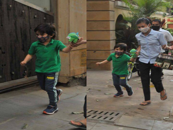 करीना कपूर खान और सैफ अली खान के बड़े बेटे तैमूर अली खान आज बांद्रा में स्पॉट किए गए. तैमूर इस दौरान घर से बाहर खेलने के लिए निकले थे. (Photo Credit- Manav Mangalani)