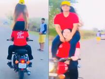 बुलेट पर लड़कियों का खतरनाक स्टंट, पुलिस ने काटा 'पापा की परियों' का चालान