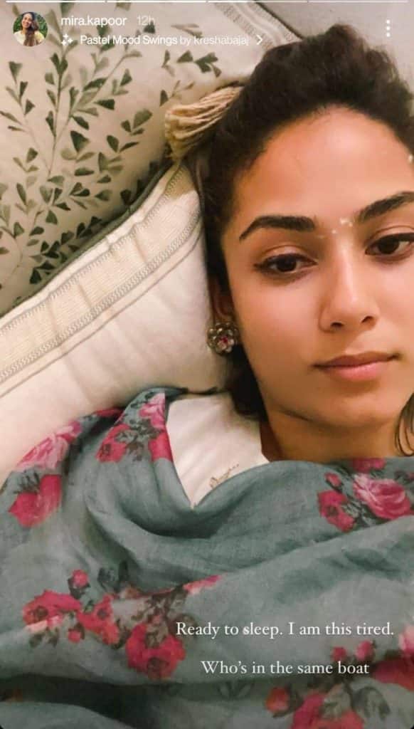 मीरा राजपूत ने फैंस के साथ शेयर किया 'Tired Look' , सोने से पहले पूछा ये सवाल