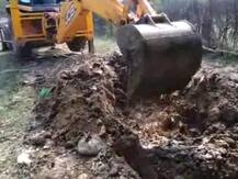 गोरखपुर: जंगल में जेसीबी लेकर पहुंची आबकारी टीम, गड्ढा खोदकर निकाली कच्ची शराब और लहन