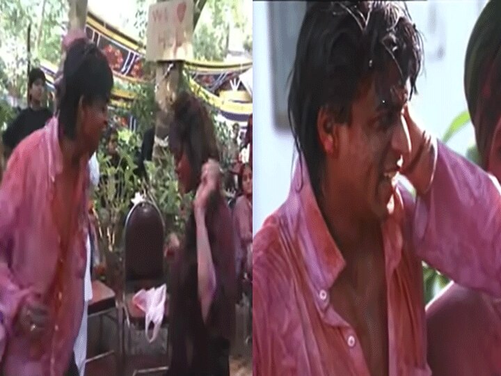 Bollywood Hollywood Party When Shahrukh Khan danced at a Holi party with his wife Gauri Khan, see video जब पत्नी Gauri Khan के साथ Holi पार्टी में जमकर नाचे थे Shahrukh Khan, देखें कैसे खेली जाती थी 90 के दशक की बॉलीवुड होली