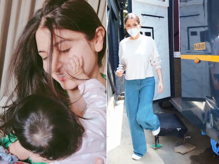 Anushka sharma return on set and shoot for a advertisment Photos: डिलीवरी के दो महीने बाद काम पर लौटी अनुष्का शर्मा, सेट पर खुश और एक्साइटेड दिखाई दीं एक्ट्रेस