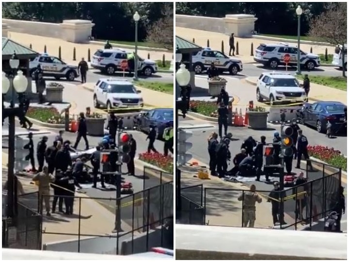 US Capitol police officer killed after man rammed car at checkpoint officer killed driver shot dead अमेरिकी संसद के बाहर कार सवार ने दो पुलिस अफसरों को कुचला, एक की मौत, गोलीबारी में संदिग्ध भी मारा गया