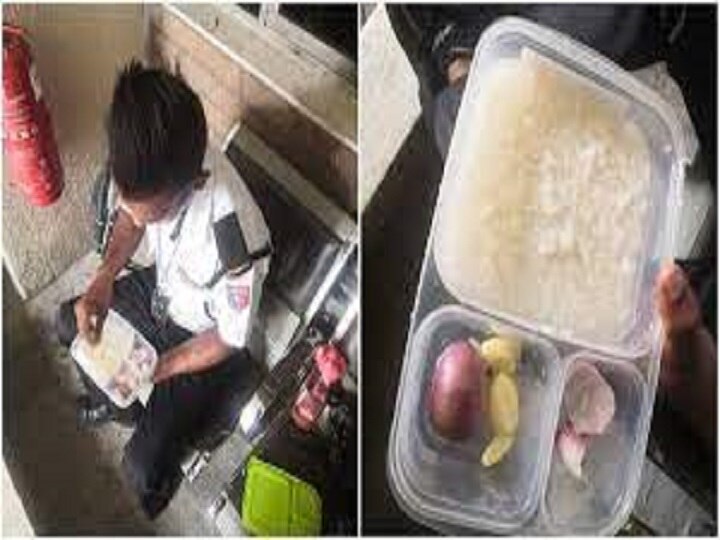 Malaysia security guard eats rice with just onions and garlic for lunch Heartbreaking viral pic Heartbreaking: कच्चे प्याज और लहसुन के साथ चावल खा रहा था सिक्योरिटी गार्ड, वीडियो हुआ वायरल