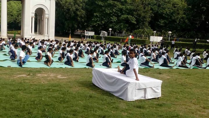 বিশ্ব যোগ দিবস উপলক্ষ্যে আয়োজন করা হয়েছিল এই অনুষ্ঠানের।-নিজস্ব চিত্র