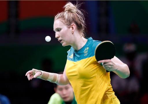 ব্রাজিল-অস্ট্রেলিয়া টেবল টেনিস ম্যাচের একটি দৃশ্য। ছবি সৌজন্যে এপি