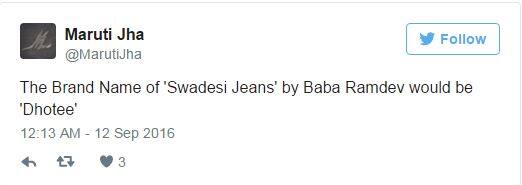 অন্য এক ইউজার লিখেছেন, এই জিনসের নামকরণ ‘ধুতি’ হলে ভালো হবে।