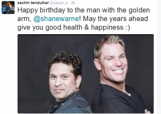 জন্মদিনে শেন ওয়ার্নকে শুভেচ্ছা জানিয়েছেন মাস্টার ব্লাস্টার সচিন তেন্ডুলকর।