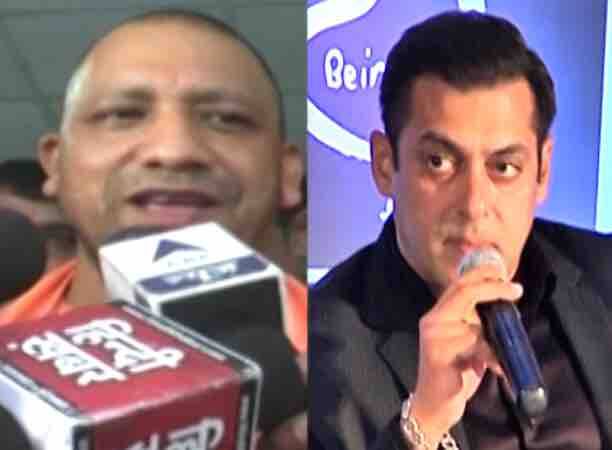 সলমনের পাশে দাঁড়িয়ে আদিত্যনাথ বলেছেন, তাঁদের লড়াই সন্ত্রাসবাদীদের বিরুদ্ধে, শিল্পীদের বিরুদ্ধে নয়