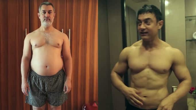 আখড়ার স্থূলকায় পালোয়ান থেকে পেশাদার কুস্তিগীর- 'দঙ্গল'-এ দুভাবে নিজেকে তুলে ধরেছেন মিস্টার পারফেকশনিস্ট। (ফেসবুকে ইউটিভি মোশন পিকচার্সের ভিডিও থেকে সংগৃহীত)