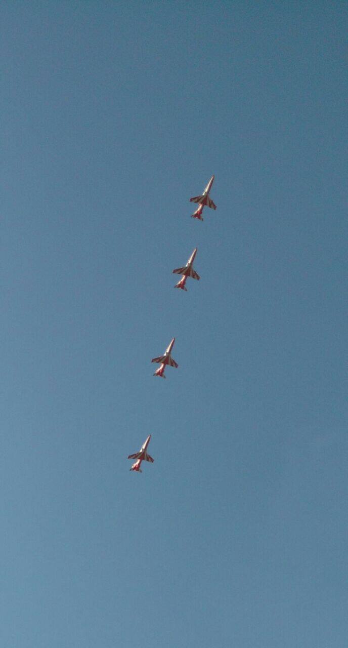 প্রদর্শনে অংশ নিয়েছিল ভারতীয় বায়ুসেনার সুখোই এসইউ-৩০ এমকেআই বিমান।