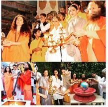 ঋষিকেশে গঙ্গা আরতিতে মগ্ন দীপিকা