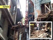 পোস্তায় রাস্তার উপর ভেঙে পড়ল জরাজীর্ণ বাড়ির একাংশ