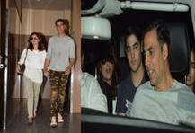 স্ত্রী টুইঙ্কল ও ছেলে আরভের সঙ্গে সিনেমা দেখে বার হচ্ছেন অক্ষয় কুমার