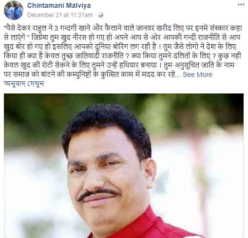 ujjain bjp mp controversial post on jignesh mevani, alpesh thakor and hardik patel বিজেপি সাংসদের বিতর্কিত ফেসবুক পোস্টে জিগনেশকে আরশোলার সঙ্গে তুলনা