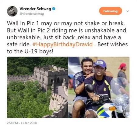 দ্রাবিড় চিনের প্রাচীরের চেয়েও মজবুত বলে মন্তব্য করেছেন বীরেন্দ্র সহবাগ