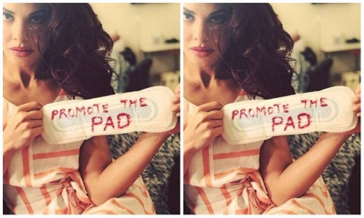 Jacqueline Fernandez trolling for photo with lipstick written pad for the promotion of akshay kumar padman প্যাডম্যান চ্যালেঞ্জ: স্যানিটারি ন্যাপকিনে লিপস্টিক দিয়ে 'প্যাডের প্রচার' লিখে ট্রোলড জ্যাকলিন