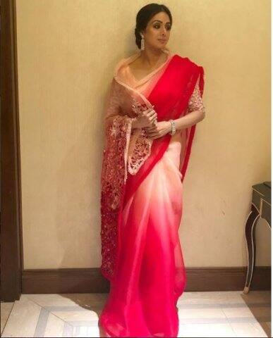 শাড়ি পরিহিতা শ্রীদেবীর এই ছবি মণীষ মালহোত্র পোস্ট করেছিলেন। 