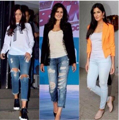 ক্যাটরিনা কাইফও মাঝেমধ্যেই র‌্যাগড জিনস পরেন