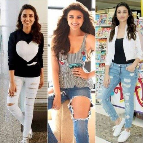 প্রিয়ঙ্কা চোপড়ার বোন পরিণীতি চোপড়াকেও র‌্যাগড জিনসে সুন্দর দেখতে লাগে