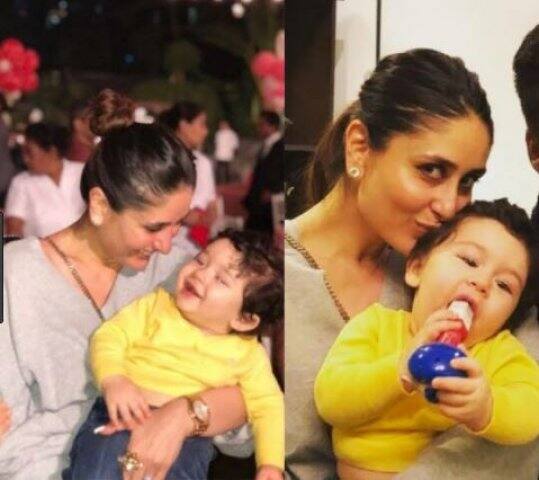 মা করিনা কপূরের কোলে মহানন্দে তৈমুর।