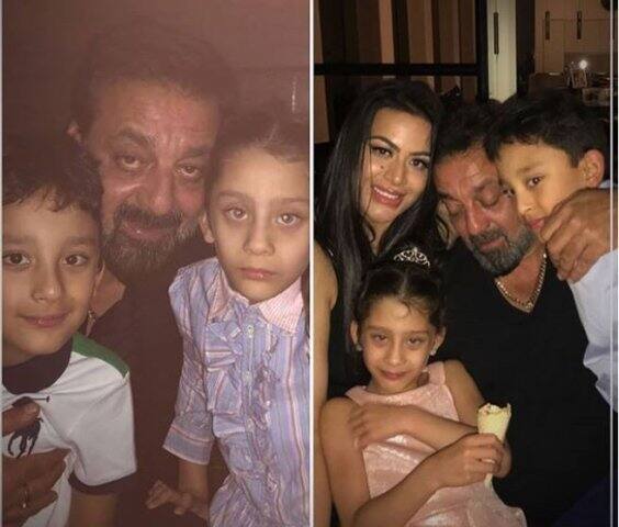 ৩ সন্তানের সঙ্গে সঞ্জয় দত্ত। 