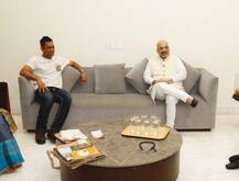 দেখুন, মহেন্দ্র সিংহ ধোনির সঙ্গে দেখা করলেন অমিত শাহ