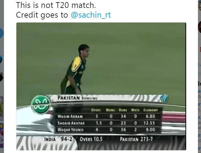 একটি ছবি শেয়ার করে একজন লিখেছেন, ‘এটা কোনও টি ২০ ম্যাচ নয়। আর এক কৃতিত্ব সচিনের’।