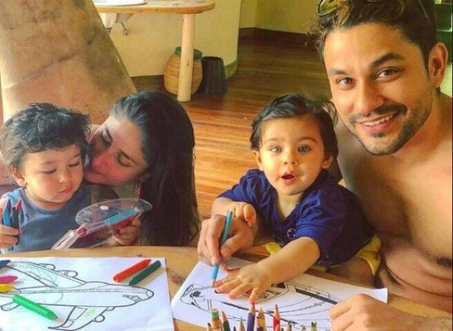 ছবি আঁকতে ব্যস্ত তৈমুর আর ইনায়া।