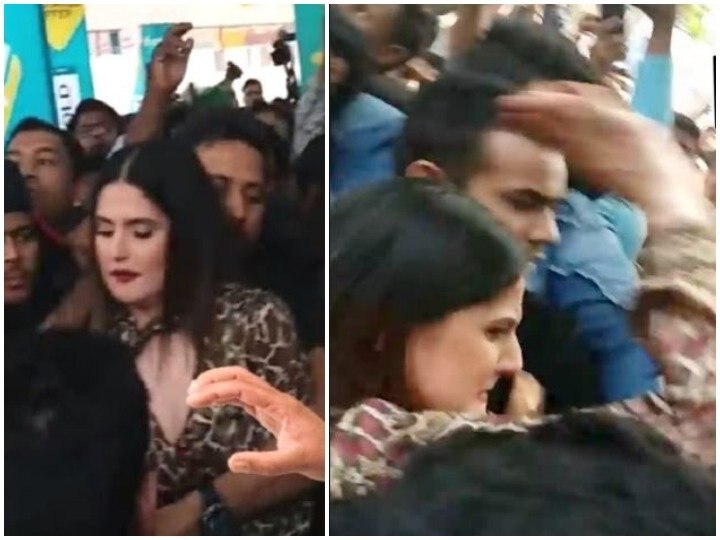 video: zareen khan answered a molester tried to take advantage got whacked-in-return ভিডিও: ভিড়ের মধ্যে অভব্য আচরণের চেষ্টা, সমুচিত জবাব দিলেন  অভিনেত্রী জারিন খান
