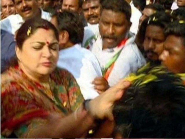 Actress-turned-politician Khushbu Sundar SLAPS a man who misbehaved with her during a rally in Bengaluru দেখুন! বেঙ্গালুরুর জনসভায় উত্যক্ত করা ব্যক্তিকে সপাটে চড় মারলেন অভিনেত্রী-রাজনীতিক খুশবু সুন্দর