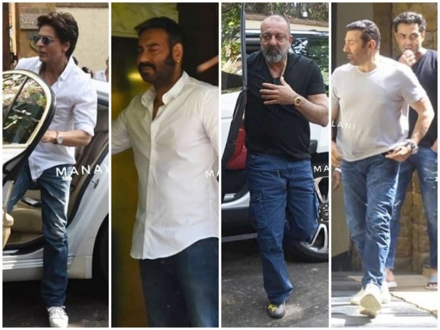 Shah rukh khan sanjay dutt sunny deol bobby deol at ajay devgn house post his father veeru devgn demise প্রয়াত অজয় দেবগনের বাবা বীরু দেবগন, সমবেদনা জানাতে বাড়িতে বলিউড তারকারা