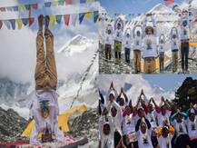 সমুদ্রপৃষ্ঠ থেকে ১৭৬০০ ফুট ওপরে এভারেস্টের বেসক্যাম্পে পালিত হল যোগ দিবস