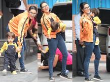 দুরন্ত বাচ্চা নিয়ে নাজেহাল সানি লিওন, দেখুন ছবি