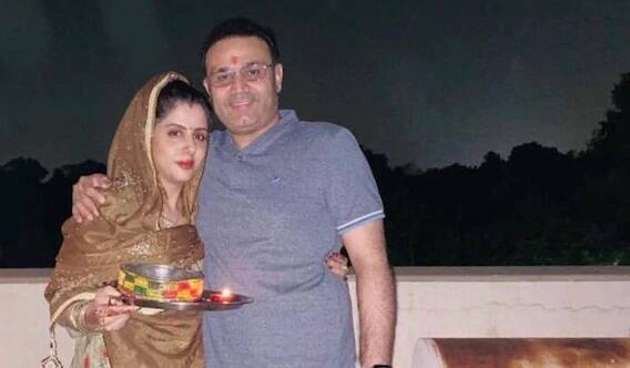 বীরেন্দ্র সহবাগ ও স্ত্রী আরতি।