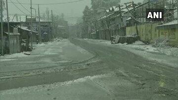 শ্রীনগরের লালচকে রাস্তায় বরফ জমে গিয়েছে। ছবি সৌজন্যে এএনআই