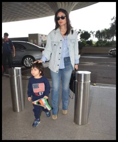 অন্যদিকে তৈমুরকে দেখা যায় রয়্যাল ব্লু রঙের পোশাক। বুকে আঁকা আমেরিকা যুক্তরাষ্ট্রের পতাকা। তৈমুরের হাতে ছিল ভারতীয় পতাকা। 