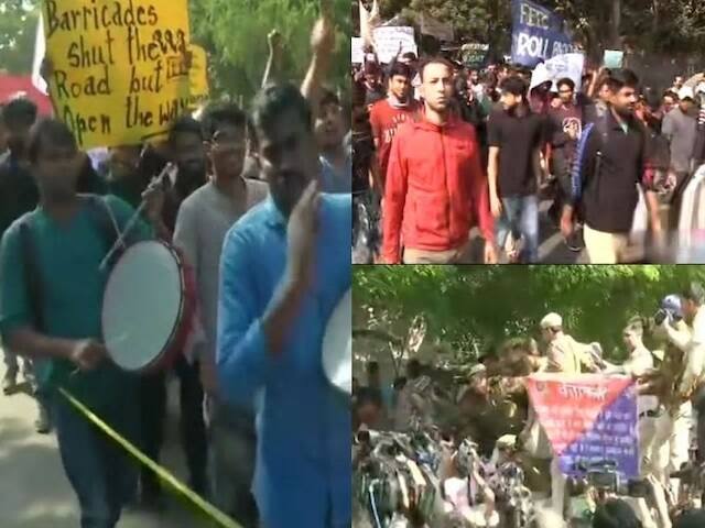 Police stop JNU students march towards Parliament; several detained জেএনইউ পড়ুয়াদের সংসদ ভবন অভিযান কর্মসূচিতে অশান্তি, লাঠিচালনার অভিযোগ পুলিশের বিরুদ্ধে, মাথা ফাটল কয়েকজনের, ধৃত বহু