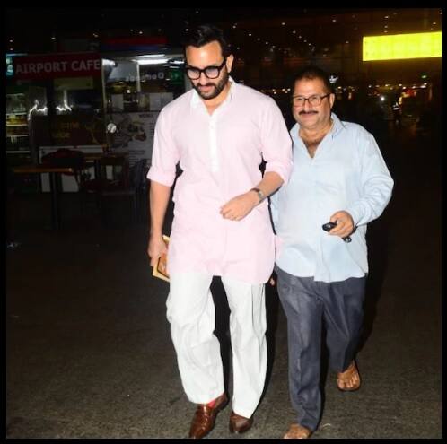 হালকা গোলাপী পোশাক পরেছিলেন সেফ।