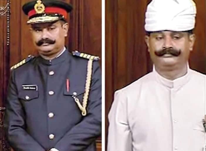 রাজ্যসভার মার্শালদের সামরিক ধাঁচের পোশাকে আপত্তি সাংসদদের, সিদ্ধান্ত পুনর্বিবেচনার নির্দেশ নাইডুর Marshal Law imposed? MPs quip about Rajya Sabha Marshals' new military-style uniform রাজ্যসভার মার্শালদের সামরিক ধাঁচের পোশাকে আপত্তি সাংসদদের, সিদ্ধান্ত পুনর্বিবেচনার নির্দেশ নাইডুর
