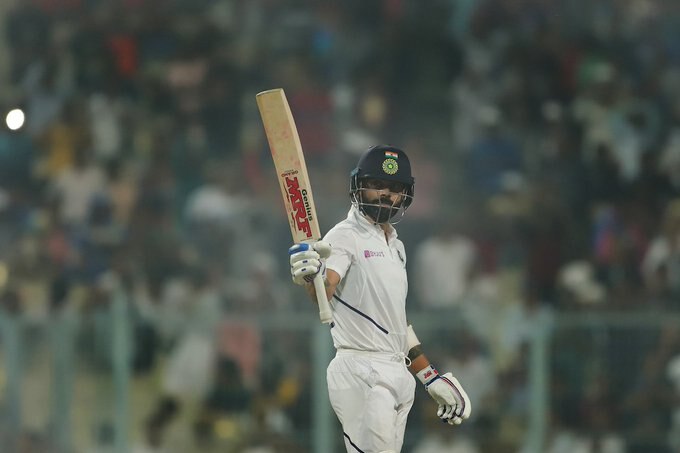 Virat Kohli hits century in Eden Gardens, India declares first inning on 347 runs গোলাপি বলে প্রথম ভারতীয় হিসাবে টেস্টে সেঞ্চুরি কোহলির, ২৪১ রানে এগিয়ে ইনিংস ডিক্লেয়ার ভারতের